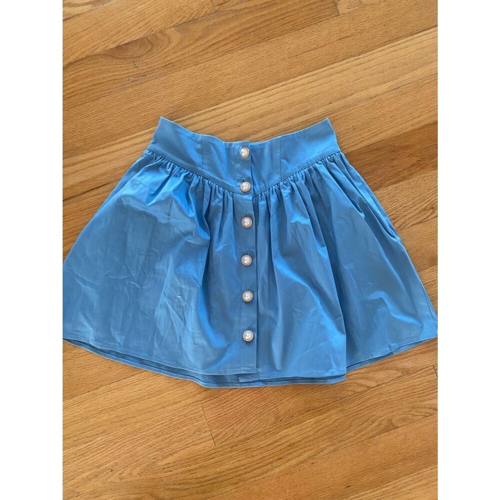 Anthropologie Sky Blue Button-Front Circle Skirt
